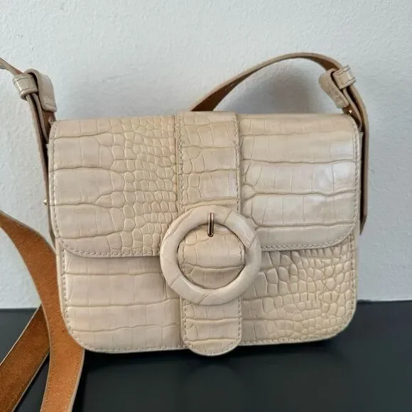 Most Wanted Crocodile Print Embossed Small Leather Saddlebag Mini Crossbody - Picture 3 of 10